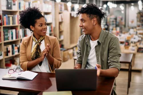 College student offers one-on-one tutoring to high school student.