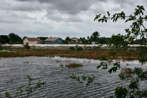 South Florida, USA. September 28th 2022: Hurricane Ian landing with structural damages, floods area, heavy rain, building damages in South Florida